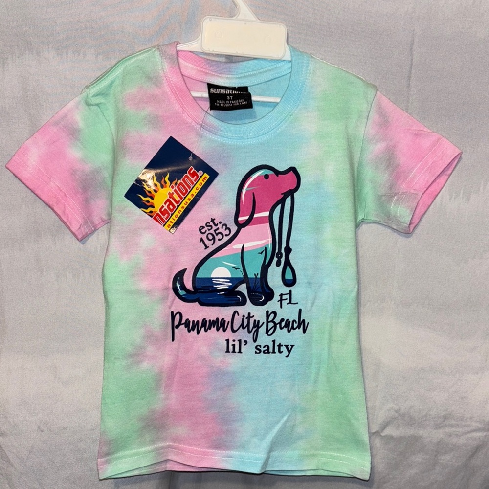 Sunsations Kids Tie-Dye Short Sleeve Tee - Pink, Blue, Green